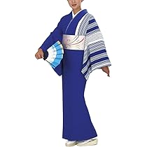 Amazon | 女物仕立上り踊りキモノ（単衣・ちりめん・群青色・矢